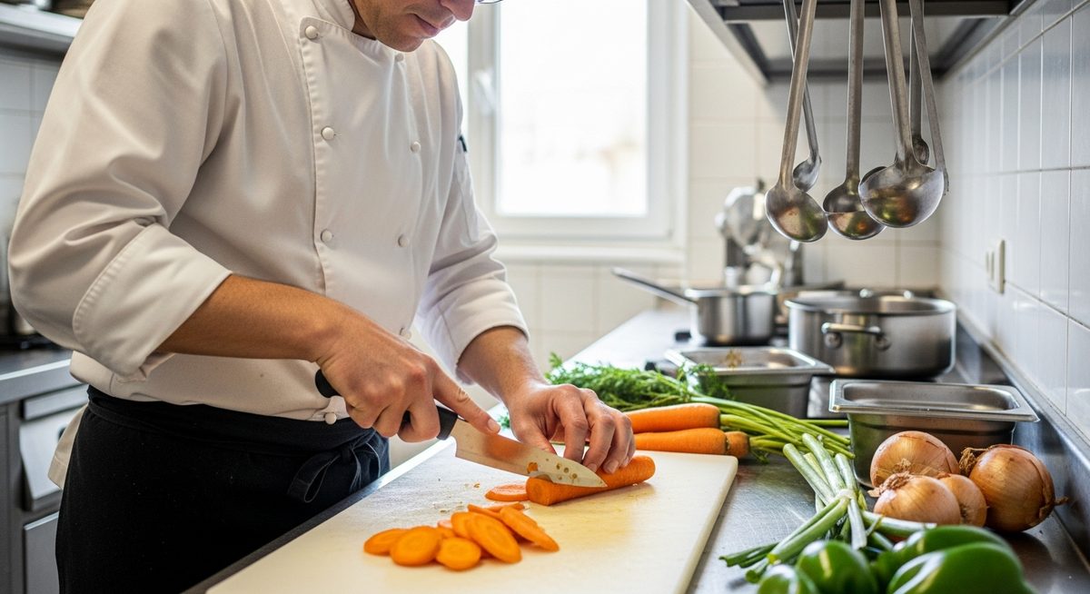 Commis de cuisine en action