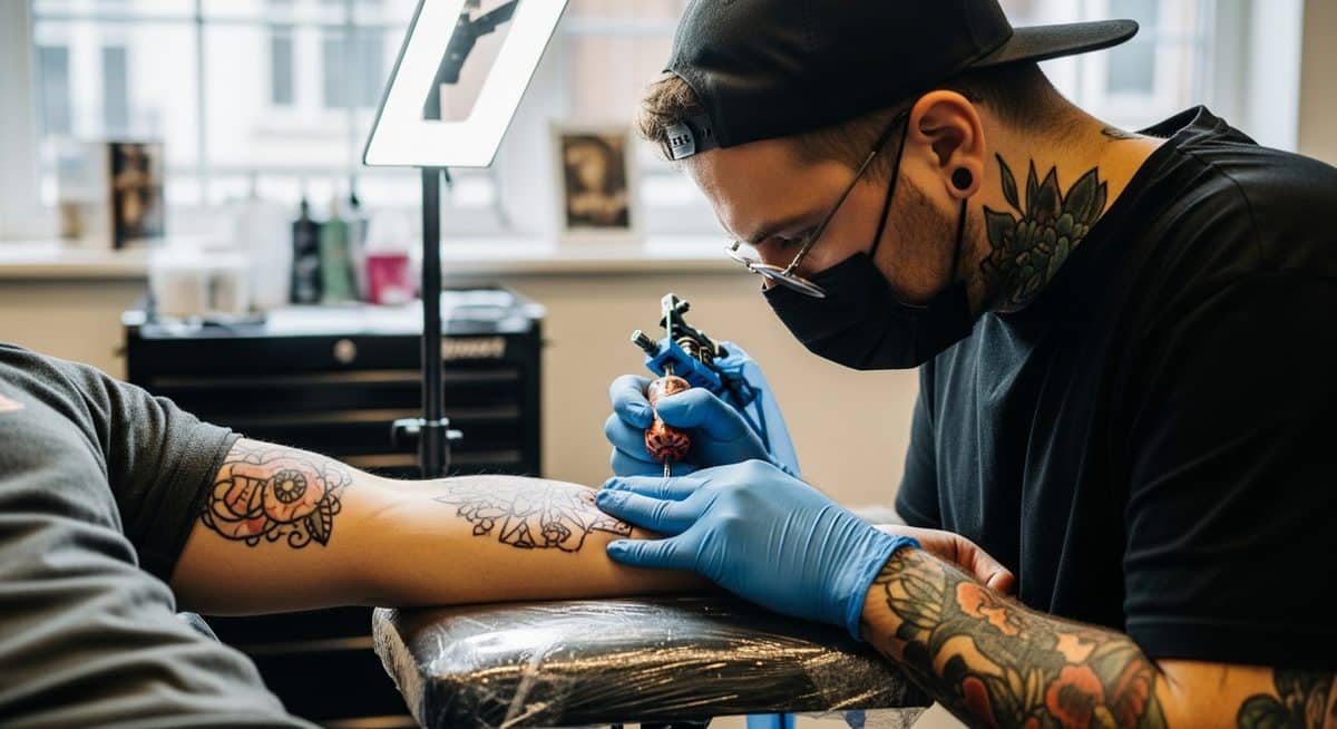 Tatoueur en action